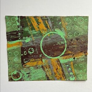 Abstract Green and Brown Unframed Art
